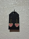 Checkered pearl heart earrings