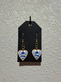 Vintage blue rose heart earrings